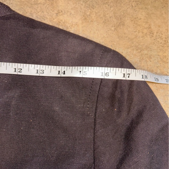 Calvin Klein Blazer - deep chocolate brown linen blend button front - Picture 10 of 11